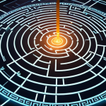 **

A digital labyrinth representing the internet, with glowing lines connecting data points. In the center, a stylized scale symbolizing the balance between data privacy and corporate interests. Legal documents (LOPDGDD, RGPD) float in the background. The overall feel should be modern and slightly ominous.

**